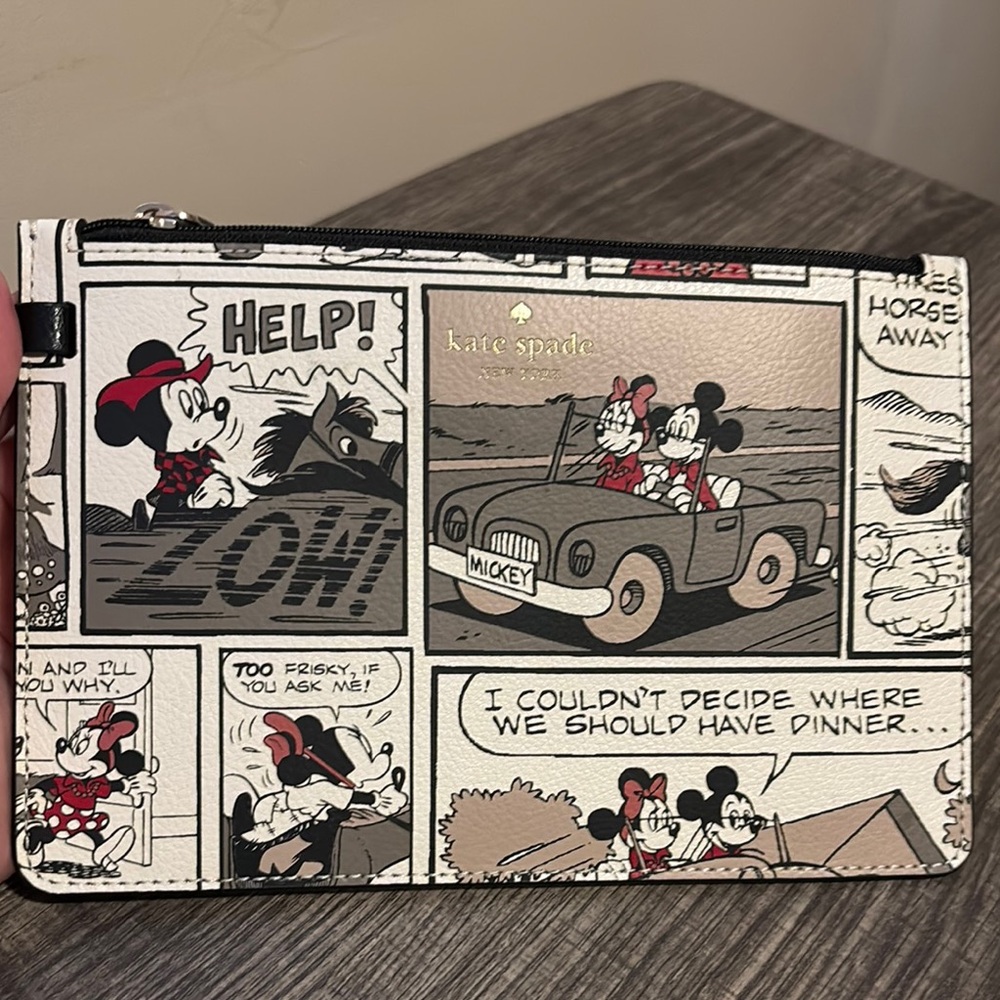 Kate Spade Comic Print Clutch with Black and Red Accents